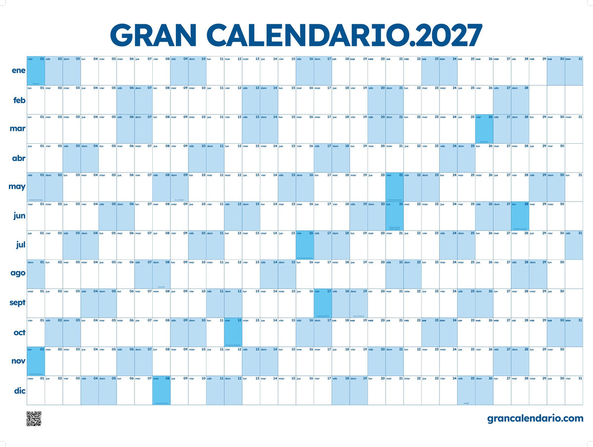 Gran Calendario 2027 - Celeste