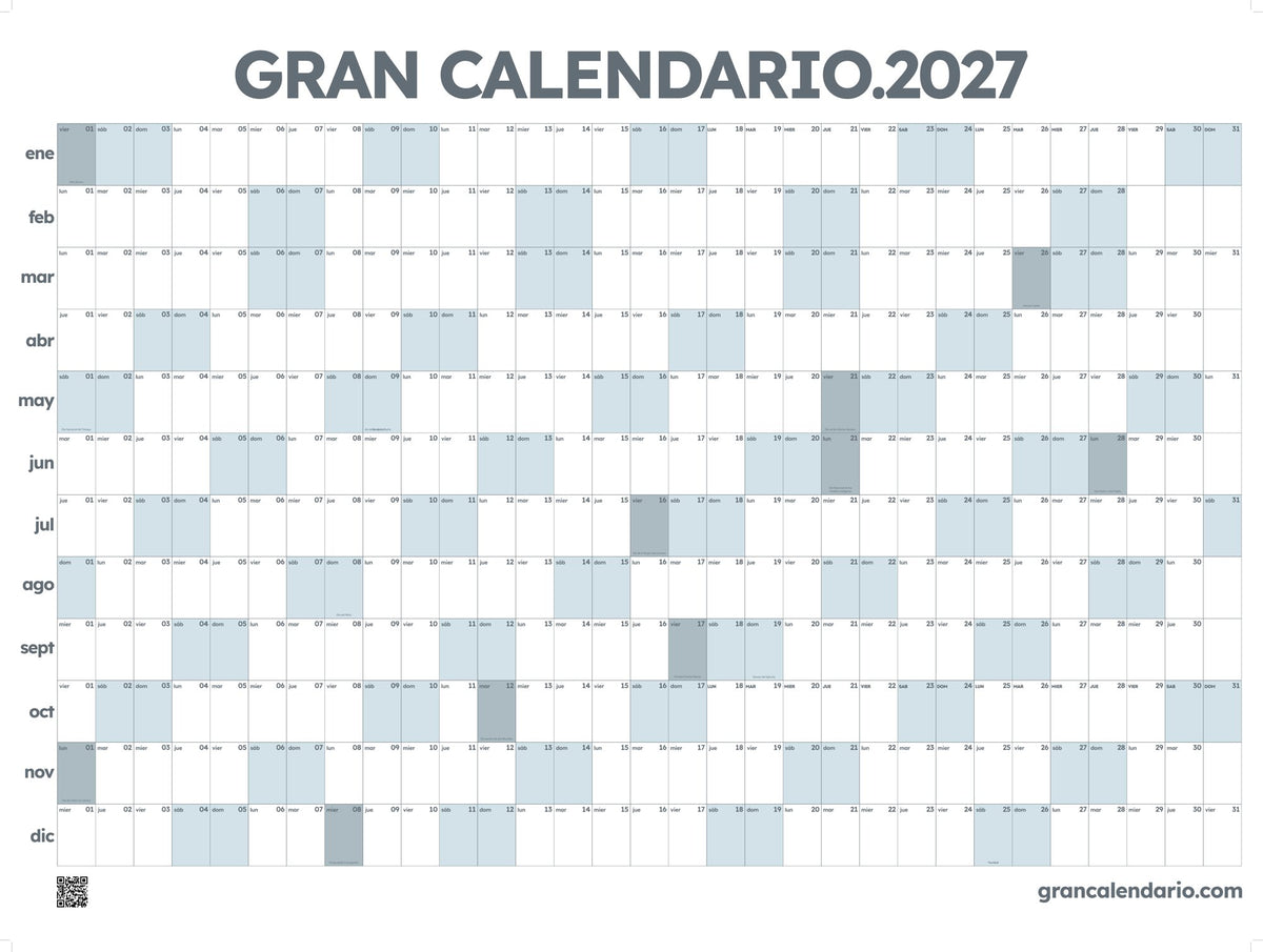 Gran Calendario 2027 - Gris claro
