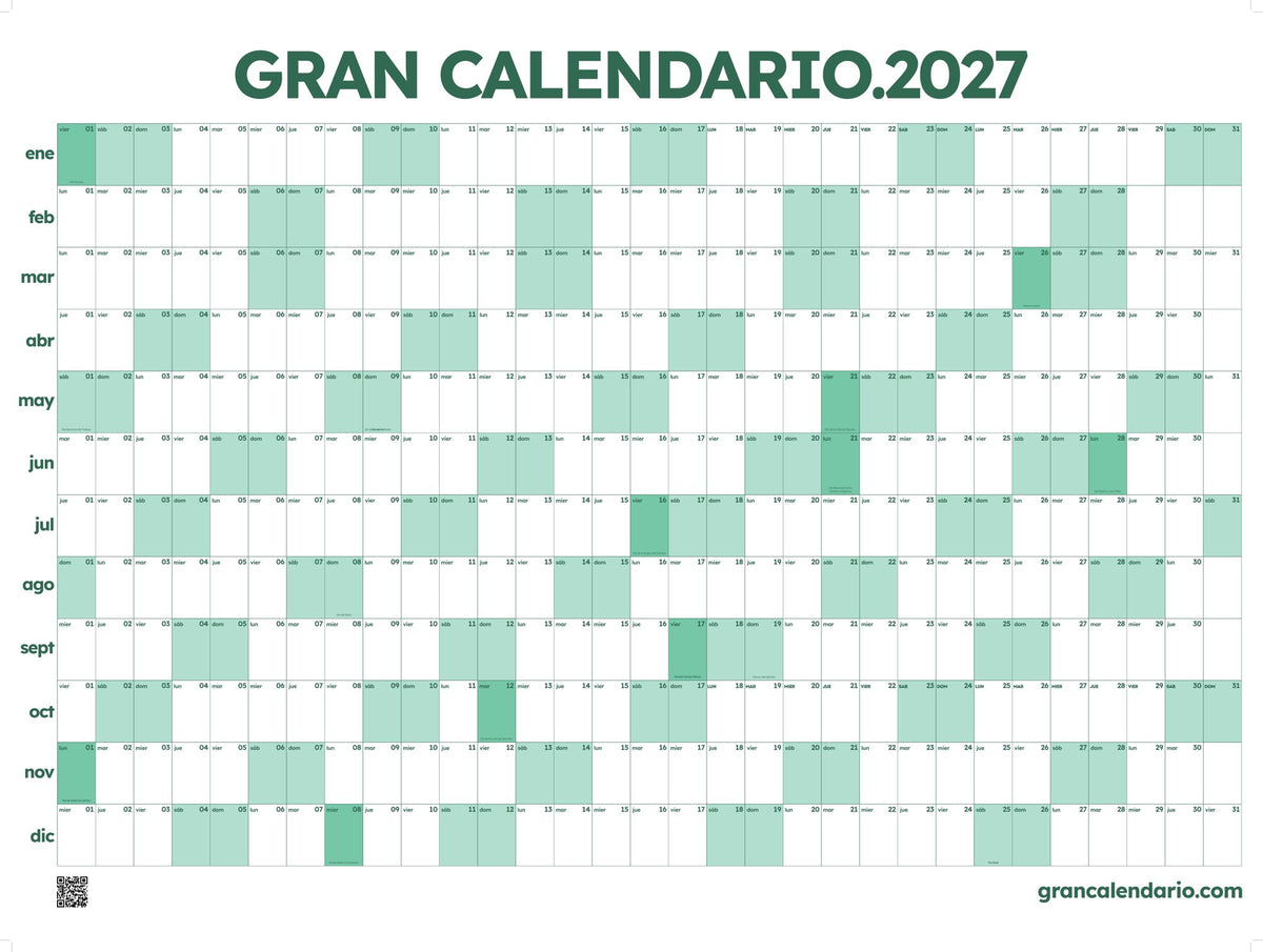 Gran Calendario 2027 - Verde claro